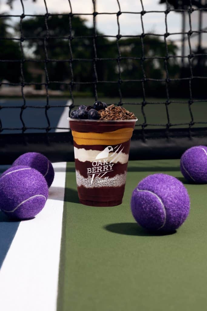 Oakberry Acai Product Image on Tennis Court