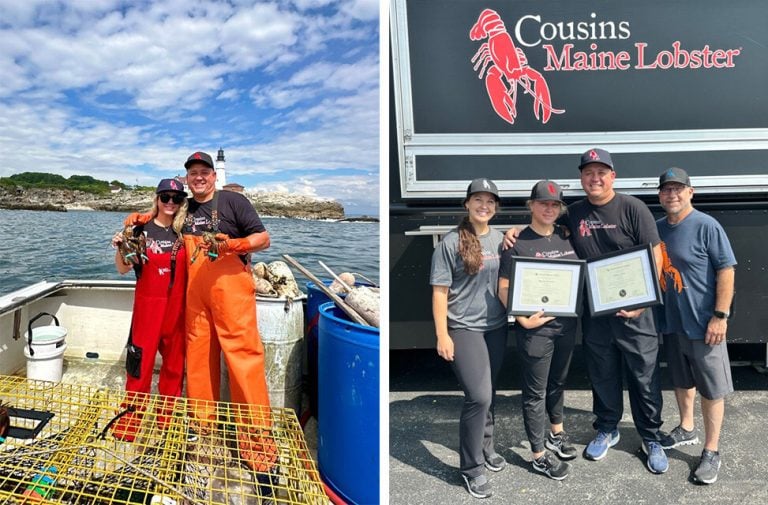 Image of New Cousins Maine Lobster franchisees Mandy Ottesen and Damon Cole completed new franchisee training in Casco Bay, Maine and Nashville, TN. - Image Courtesy of Cousins Maine Lobster