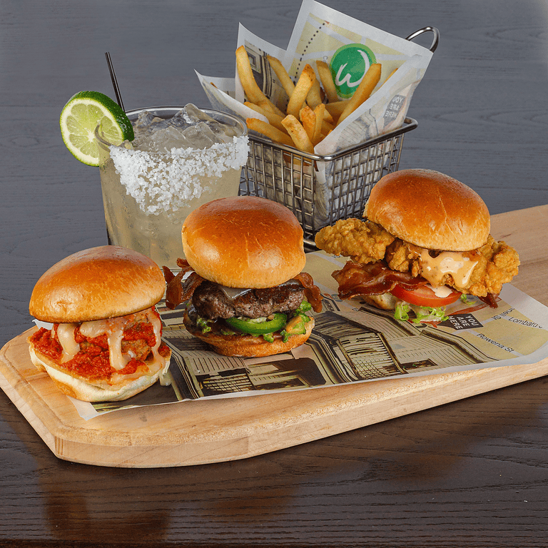 Image of Wahlburgers Triple Threat Flight Sliders or Burgers