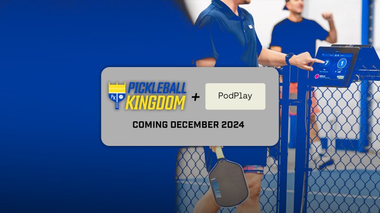 Partnership graphic of Pickleball Kingdom Franchise and Pod Play