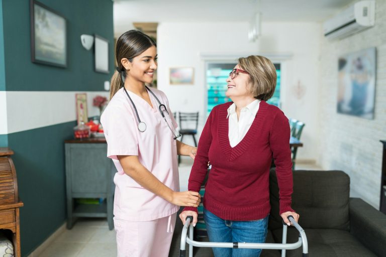 Image of home care nurse with client