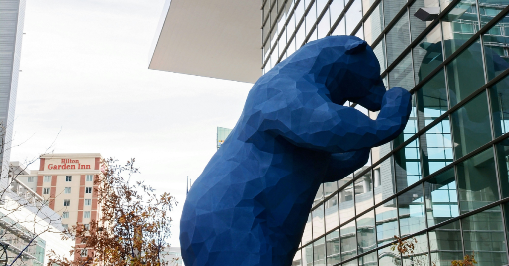 Blue Bear art in downtown denver